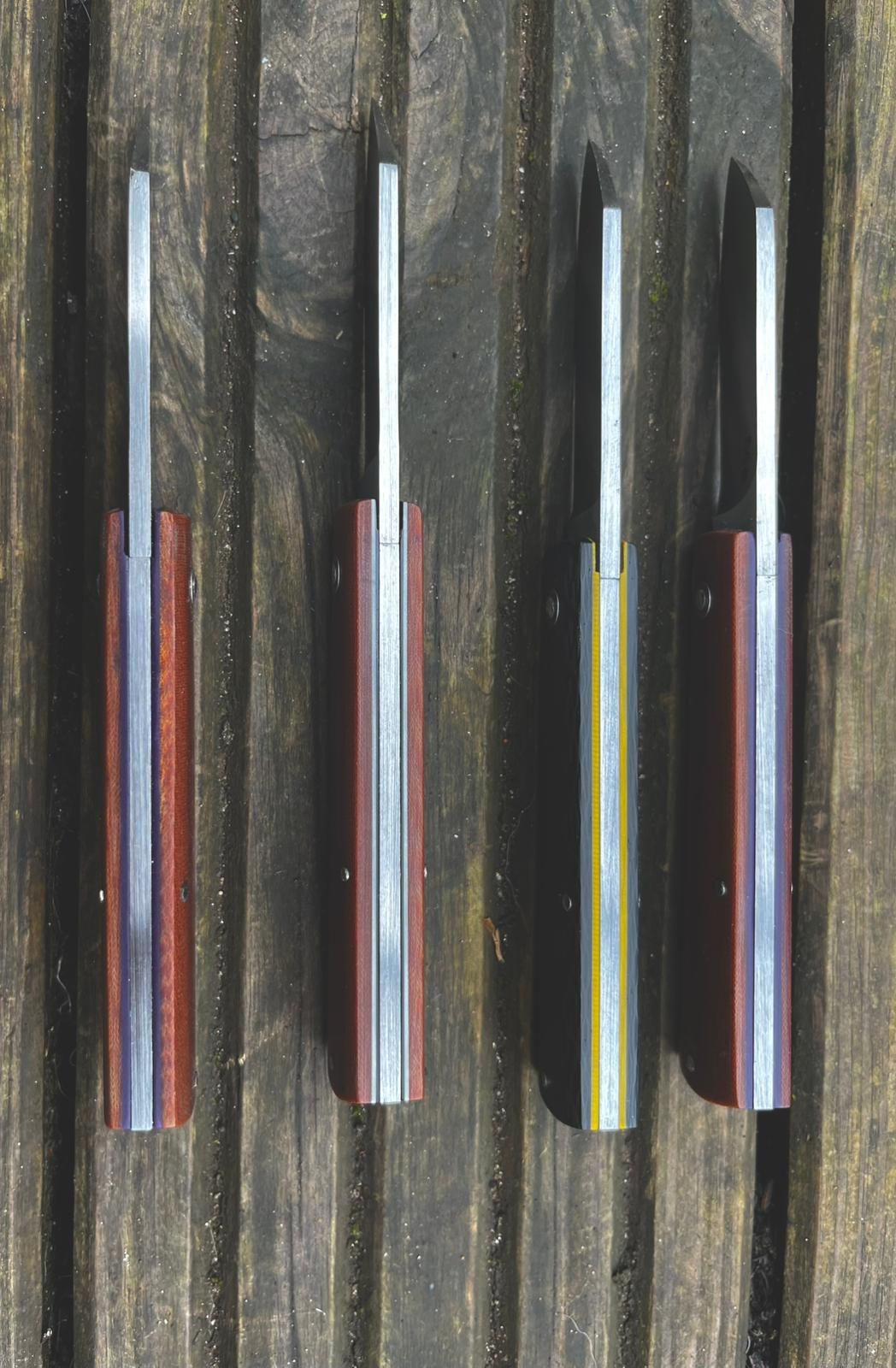 Ultralight slipjoint spines showing coloured G10 liners